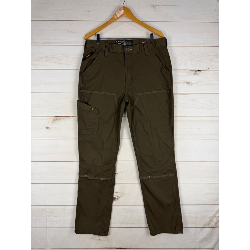 Ariat Pants Men Brown 36x34 Rebar M4 Relaxed Straight Double Knee Work Canvas